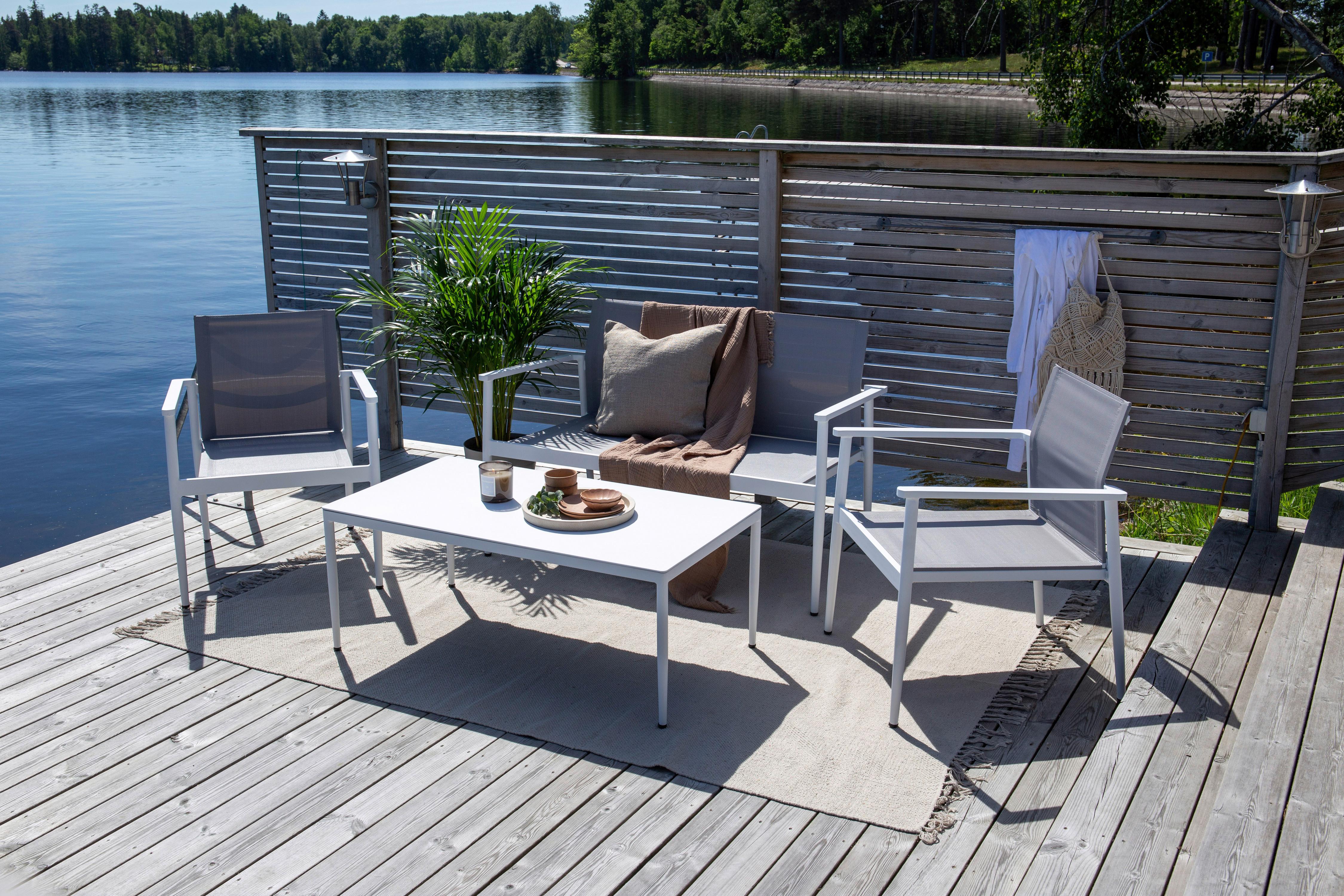 Loungegarnitur Break - Weiß/Grau, KONVENTIONELL, Glas/Textil - Gardenson
