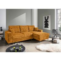 Eckschlafsofa Zona, Gold S: 237x143 Cm - Goldfarben/Schwarz, KONVENTIONELL, Textil (237/143cm) - Livetastic