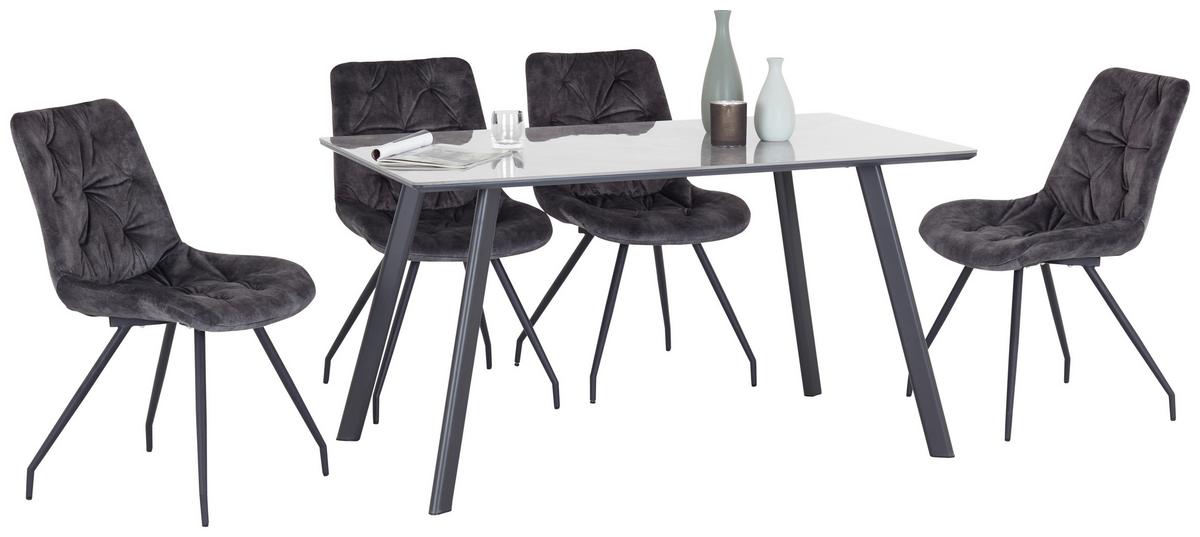 Étkezőasztal George - fekete/szürke, Konventionell, faalapú anyag/fém (140/76/80cm)