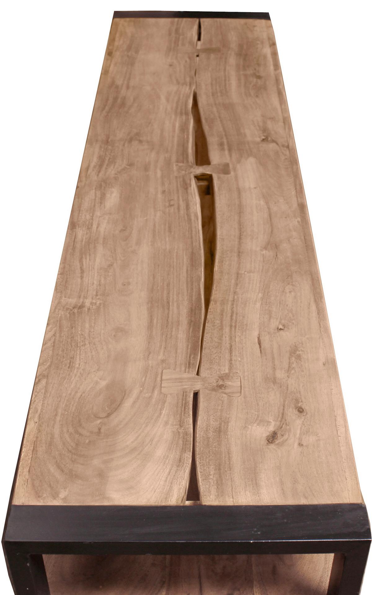 Lowboard Akazie/Schwarz B: 160cm - Schwarz/Naturfarben, Design, Holz/Metall (160/55/40cm) - MID.YOU