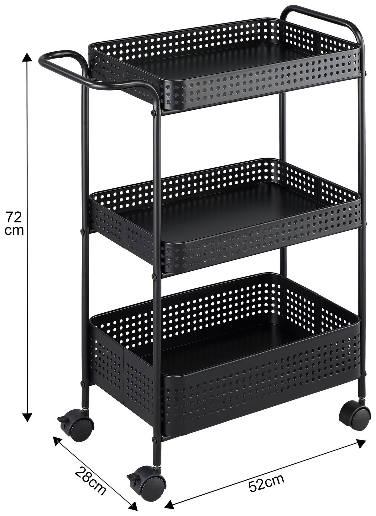 Servierwagen Badi Schwarz B: 52 Cm - Schwarz, Trend, Kunststoff/Metall (52/72/28cm)