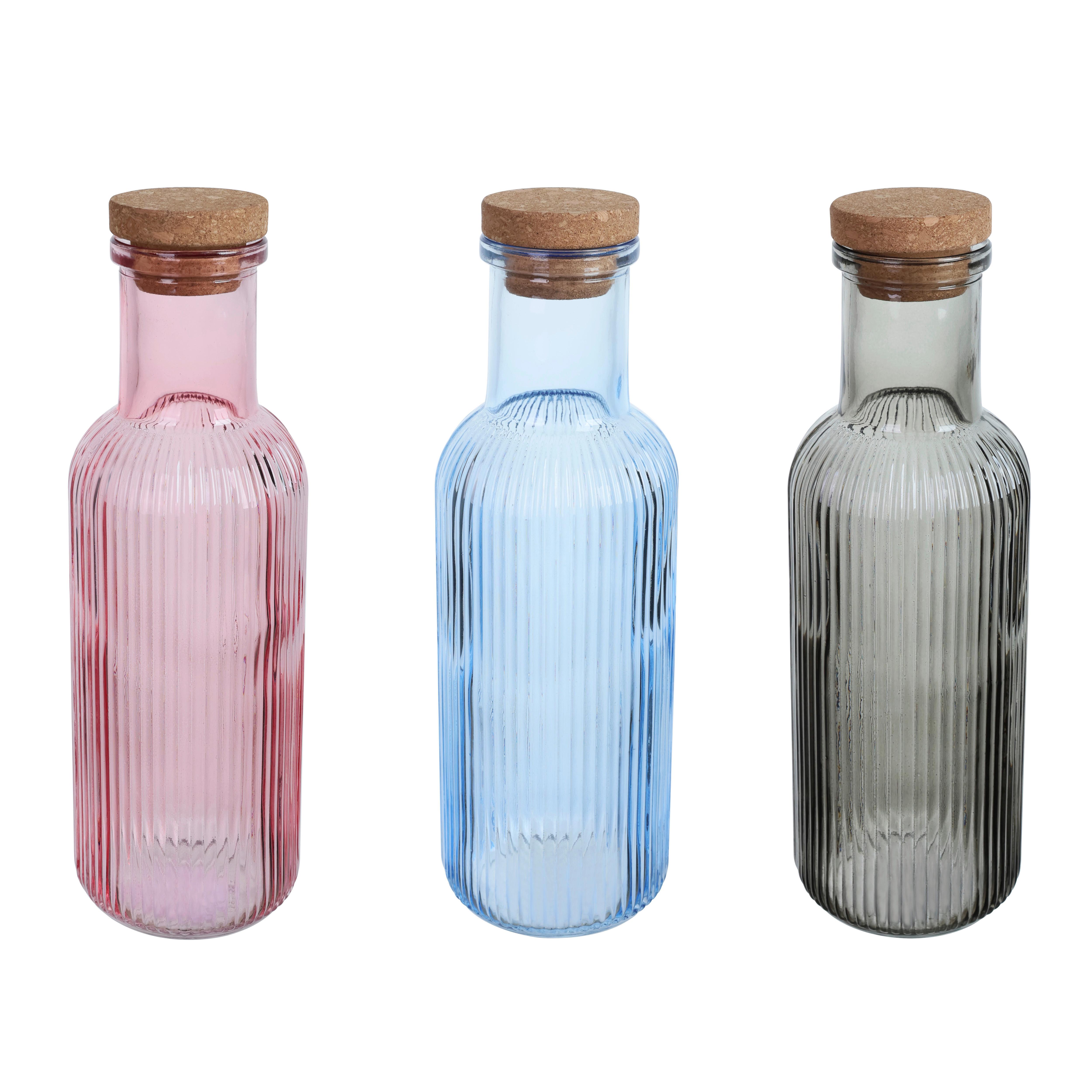 Univerzálna fľaša MARY - CA. 1L - modrá/pink, Konventionell, drevo/sklo (9/27,5cm) - Mömax