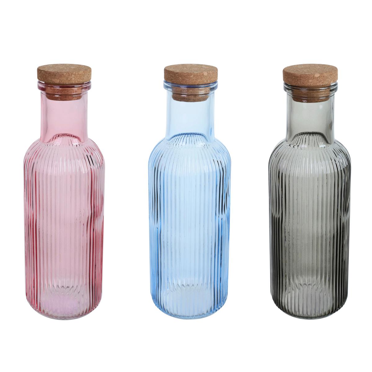 Univerzálna fľaša MARY - CA. 1L - modrá/pink, Konventionell, drevo/sklo (9/27,5cm) - Mömax