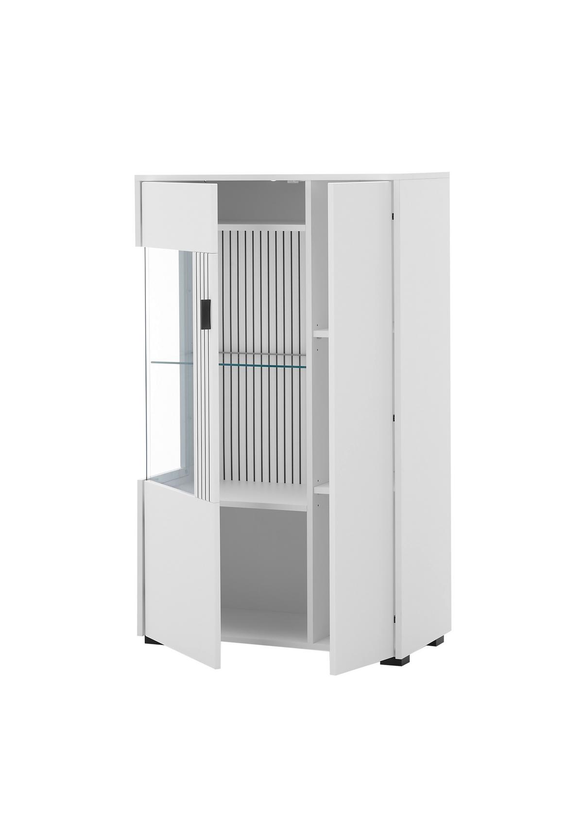 Vitrine Hudson Schwarz/Weiß B: 75 cm - Schwarz/Weiß, Design, Glas/Holzwerkstoff (75/125/38cm) - MID.YOU