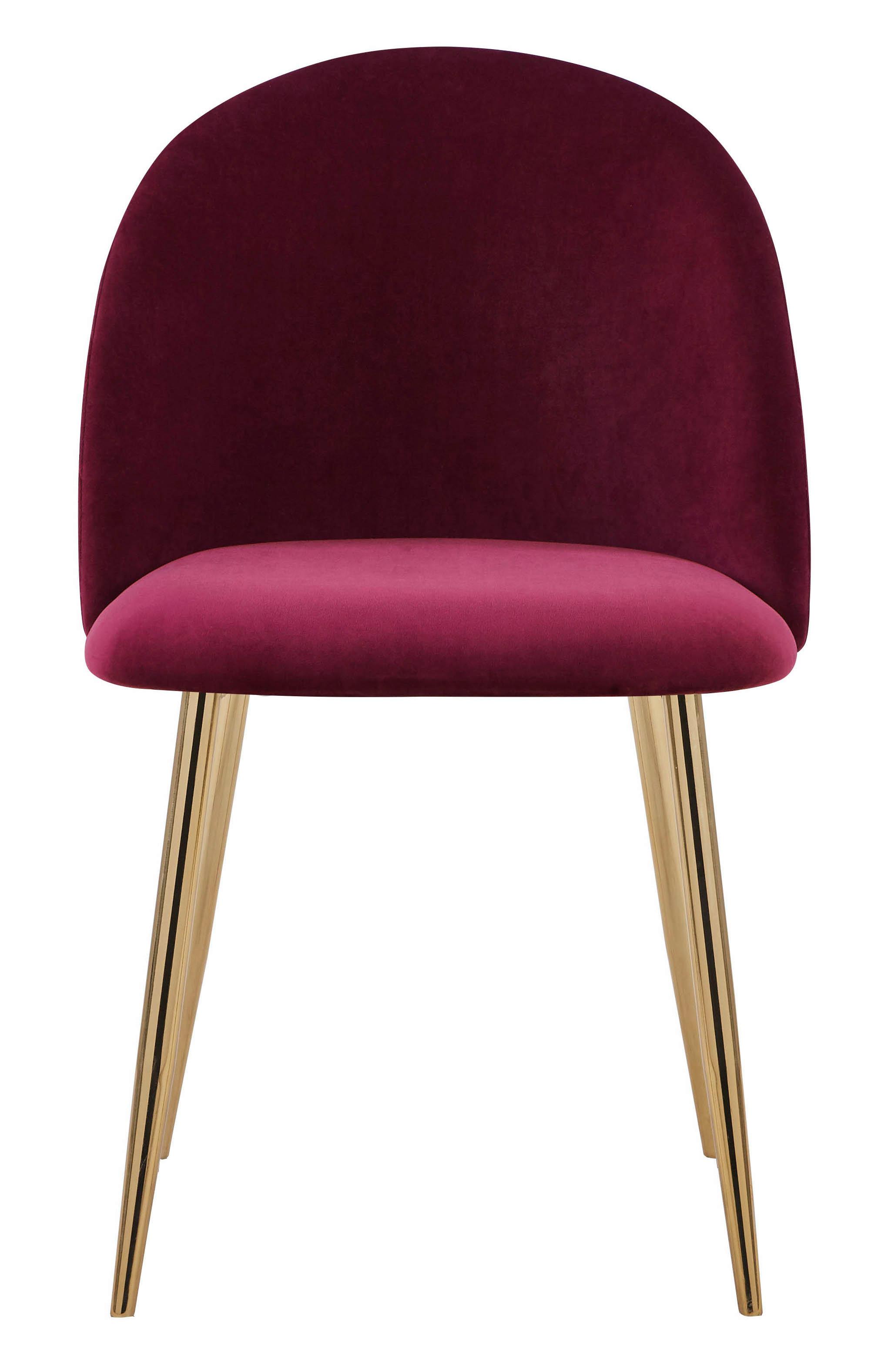 Polsterstuhl Artdeco Bordeaux, Beine Gold - Bordeaux/Goldfarben, MODERN, Textil/Metall (51/79/58cm) - MID.YOU