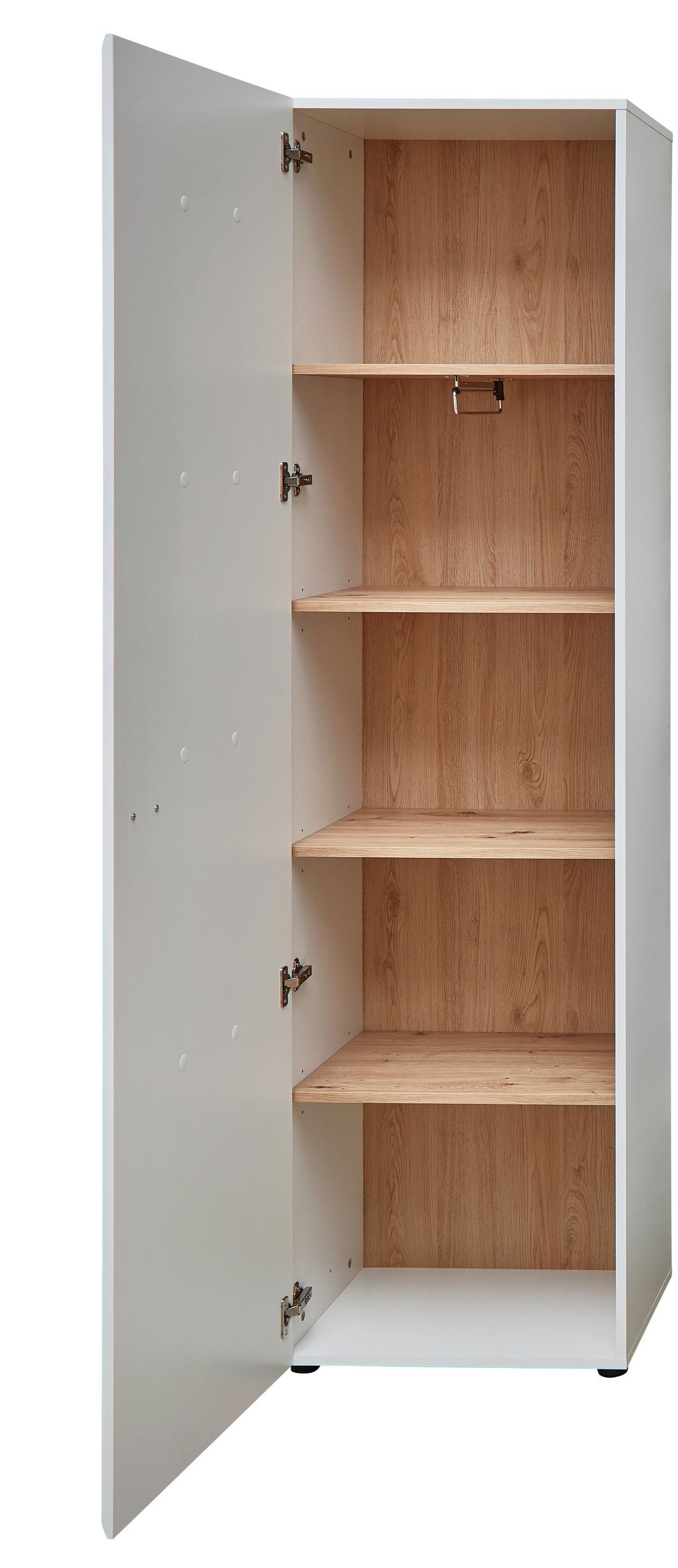 Garderobe Fresno Eiche Artisan/weiß B: 187 Cm - Schwarz/Weiß, Design, Glas/Holzwerkstoff (187/201/40cm) - Livetastic
