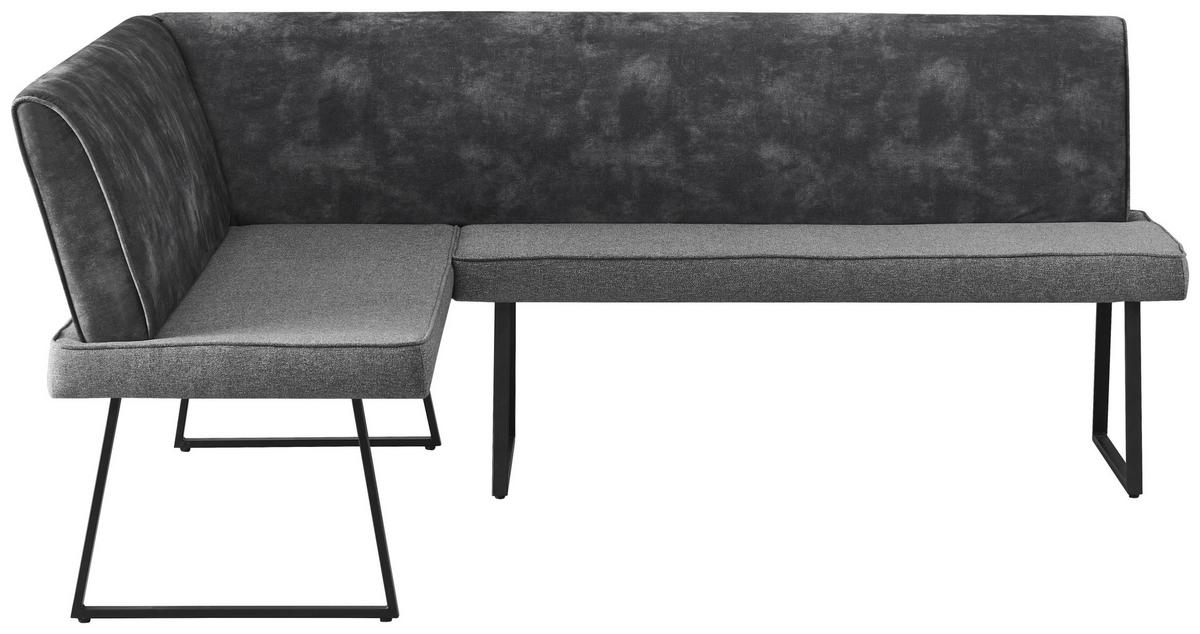 Eckbank Rab Dunkelgrau Eisen Schwarz, 155x205 cm - Dunkelgrau/Schwarz, KONVENTIONELL, Holz/Textil (155/205/89/62cm) - MID.YOU