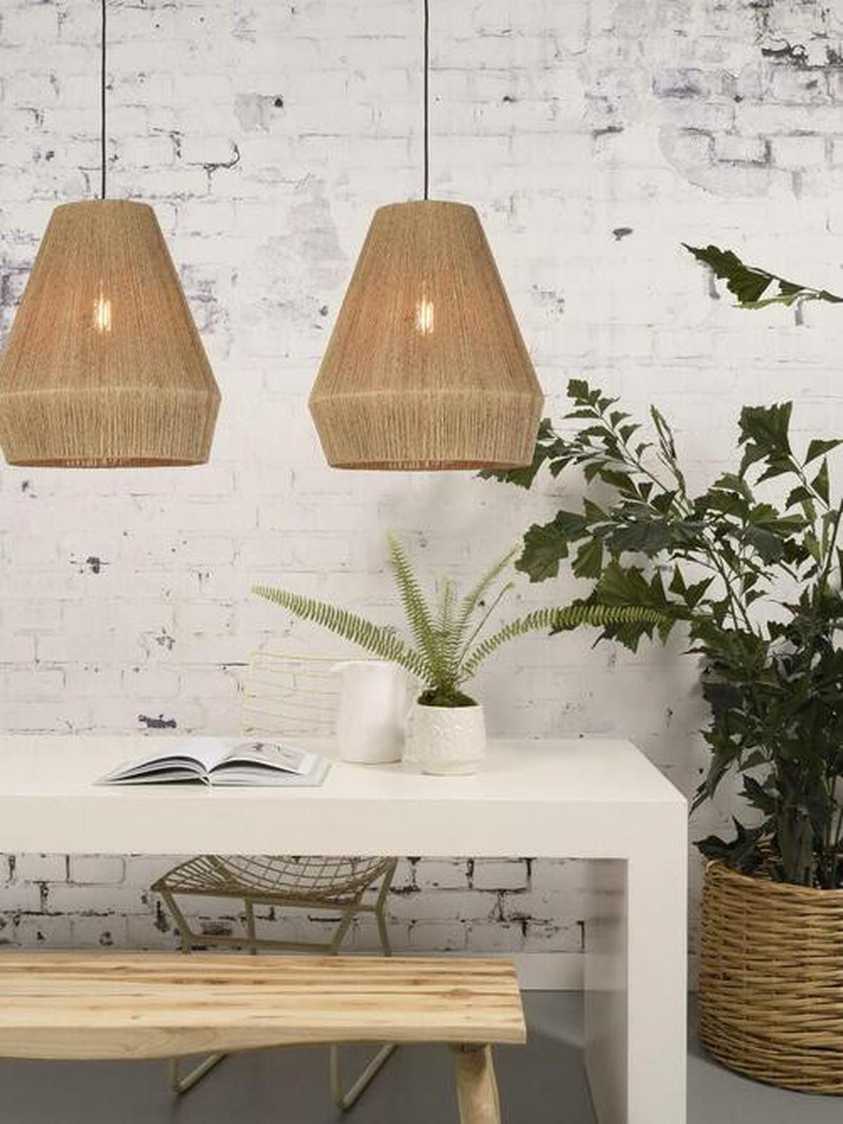 Hängeleuchte Iguazu H: 47 Cm 1-Flammig Höhenverstellbar - Hellbraun/Schwarz, Natur, Naturmaterialien/Kunststoff (40/47cm) - Good & Mojo