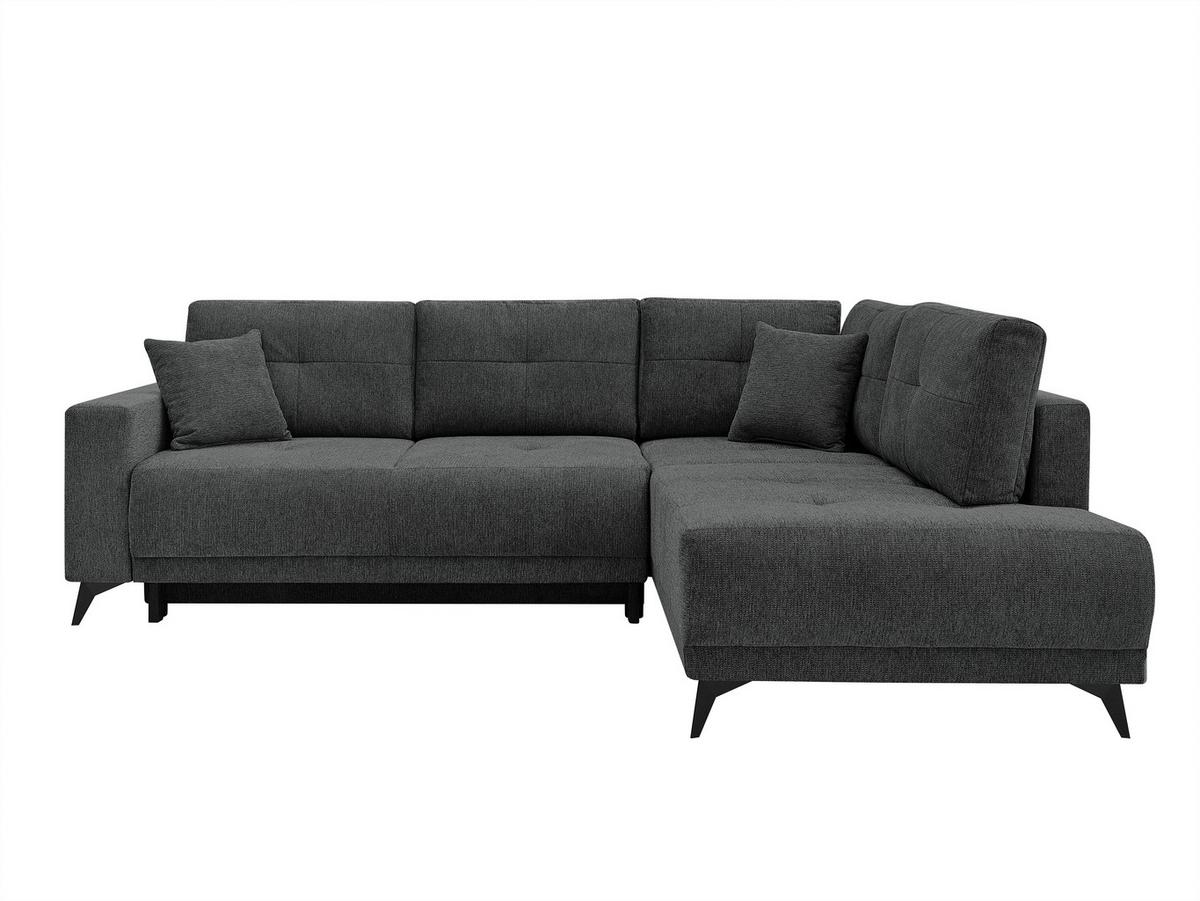 Rohová sedačka TEXAS, pravá, antracitová - černá/antracitová, Konvenční, dřevo (259/203cm) - Based
