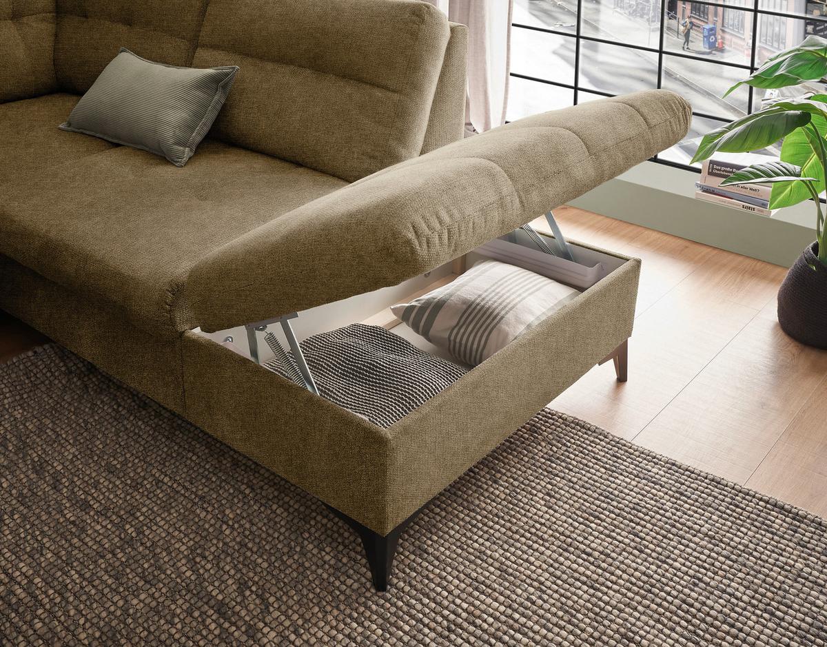Sedacia súprava DURBAN U, pravá, piesková - čierna/piesková, Konventionell, textil/plast (170/324/218cm) - MID.YOU