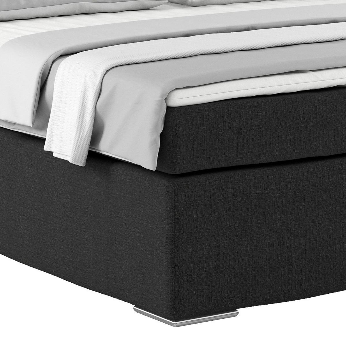 Postel Boxspring NERO PL: 180/200cm, černá - černá/barvy chromu, Konvenční, kov/textil (180/200cm)