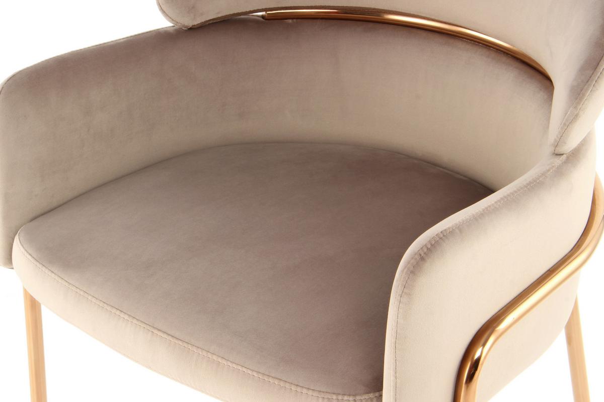 Armlehnstuhl Elva 100 - Taupe/Roségold, MODERN, Textil/Metall (58/79/57cm) - Kayoom