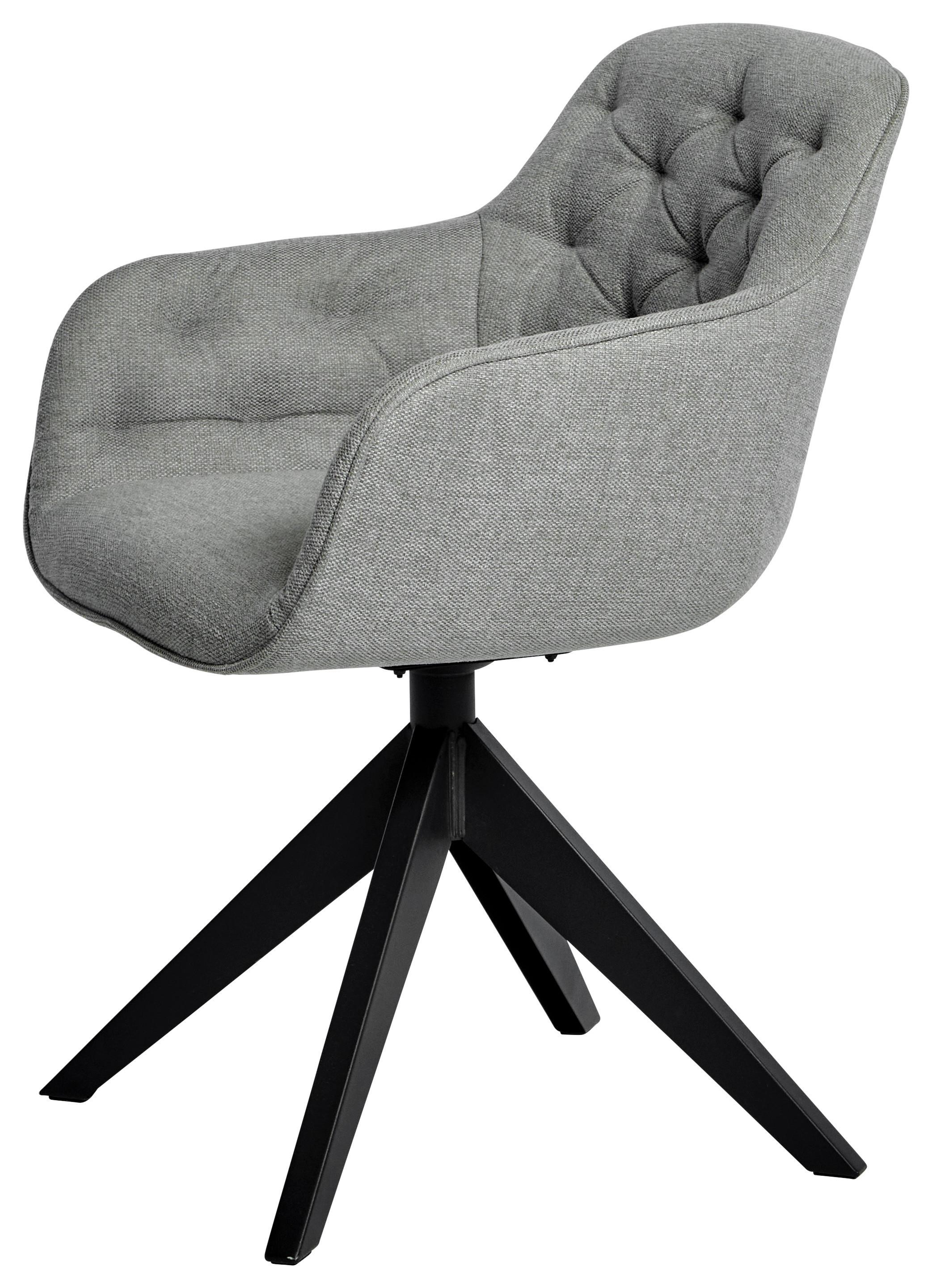 Armlehnstuhl Kensington Hellgrau/Schwarz B: 57,5 cm - Hellgrau/Schwarz, MODERN, Kunststoff/Textil (57,5/80,5/59,5cm) - Livetastic