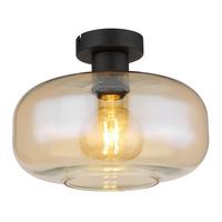Stropní svítidlo Zirlop, bez. 1xE27 - jantarové barvy/černá, Moderní, kov/sklo (28/20,5cm) - Mömax