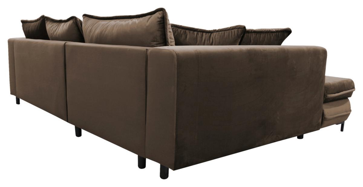 Ecksofa Bello Braun Mit Schlaffunktion Ottomane Links - Schwarz/Braun, Design, Textil (187/277cm) - Livetastic