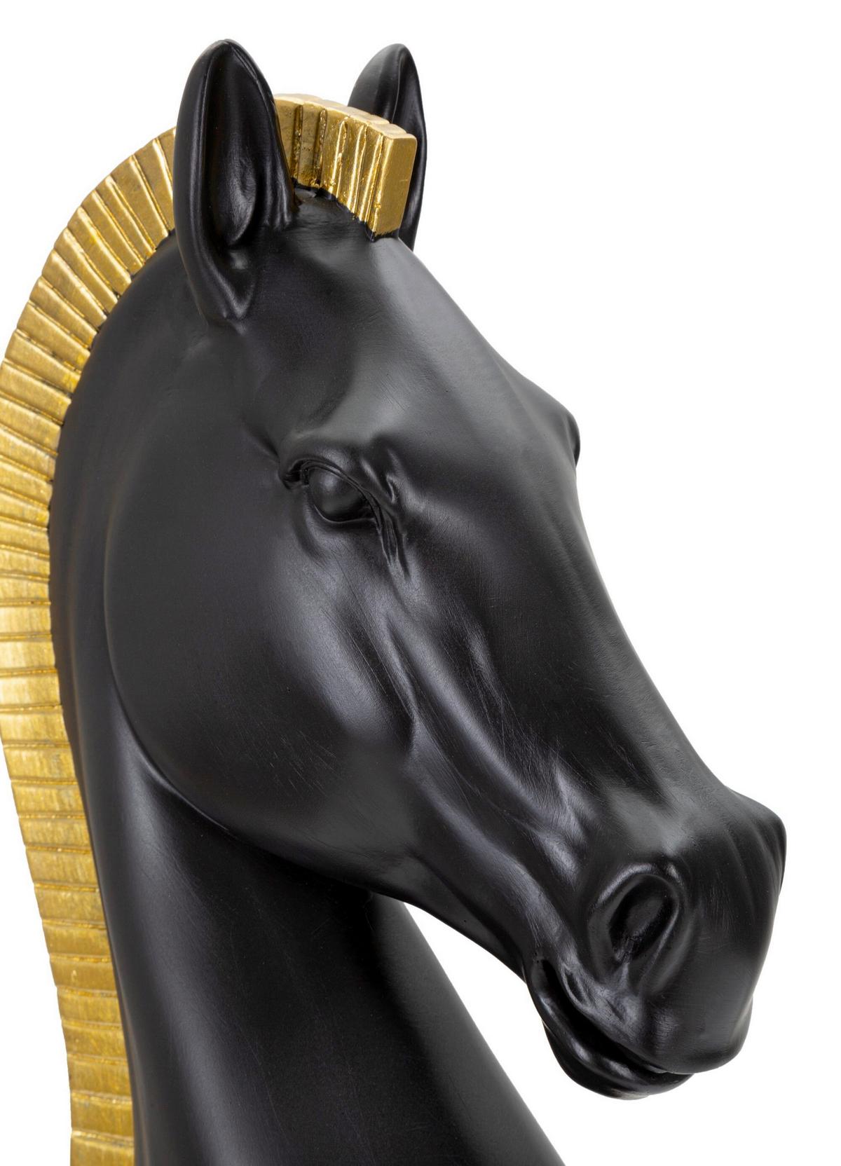 Skulptur Black And Gold Horse B: 18,5 cm - Goldfarben/Schwarz, Basics, Kunststoff (18.5/50/18.5cm)