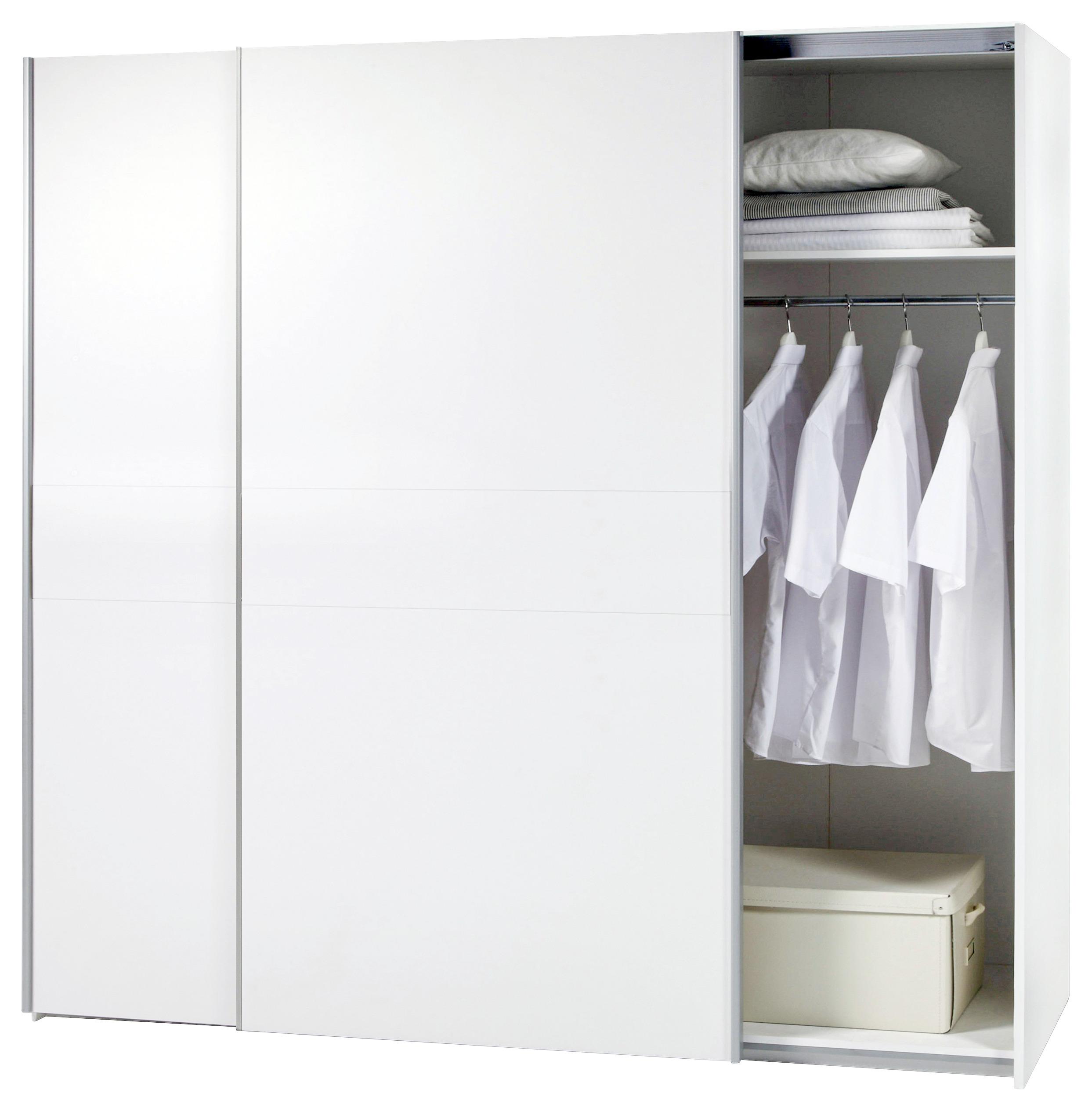 Šatní Skříň S Posuvnými Dveřmi Poly 4, Bílá - bílá/barvy hliníku, Moderní, kov/kompozitní dřevo (215/210/58cm)