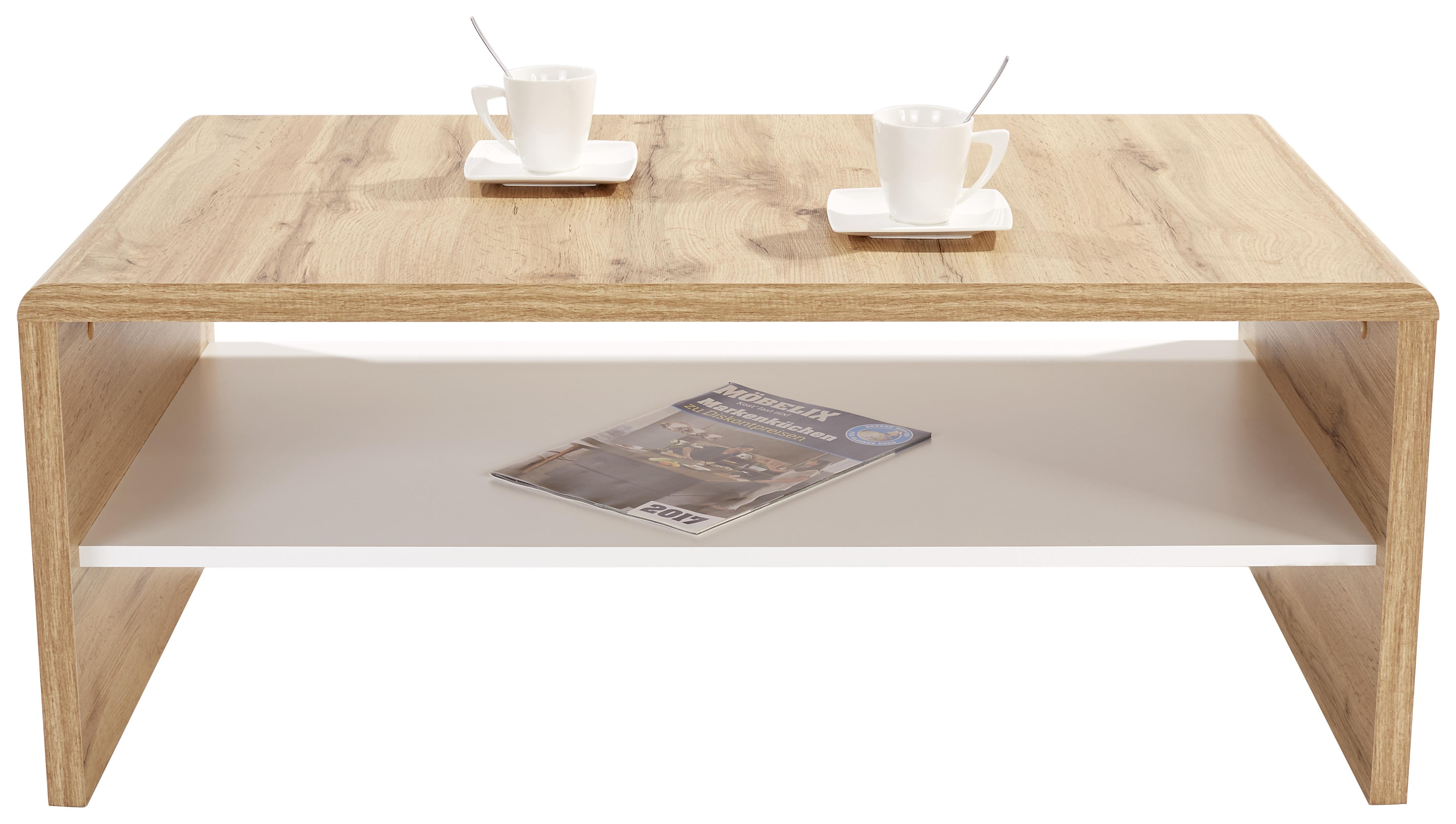 Dohányzóasztal Cala Luna - Wotan tölgy/Fehér, modern, Faalapú anyag (100/40/59cm)