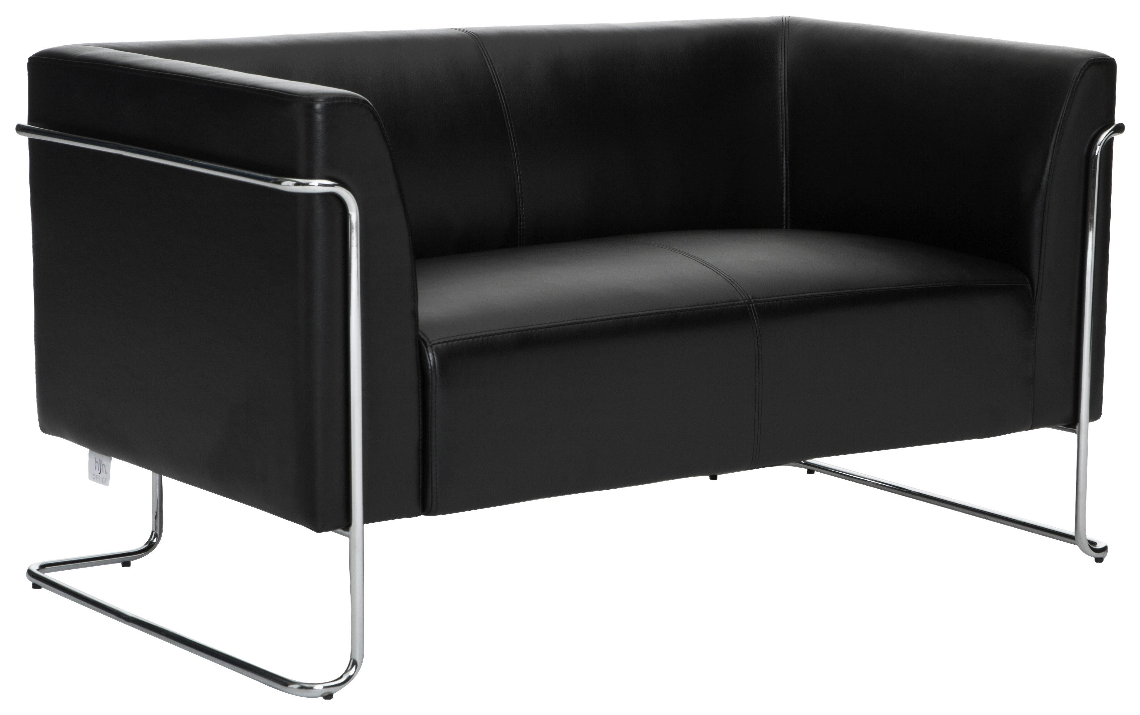 2-sitzer-sofa Curacao Mit Armlehnen, Schwarz Lederlook - Silberfarben/Schwarz, MODERN, Textil (130/71/74cm) - MID.YOU