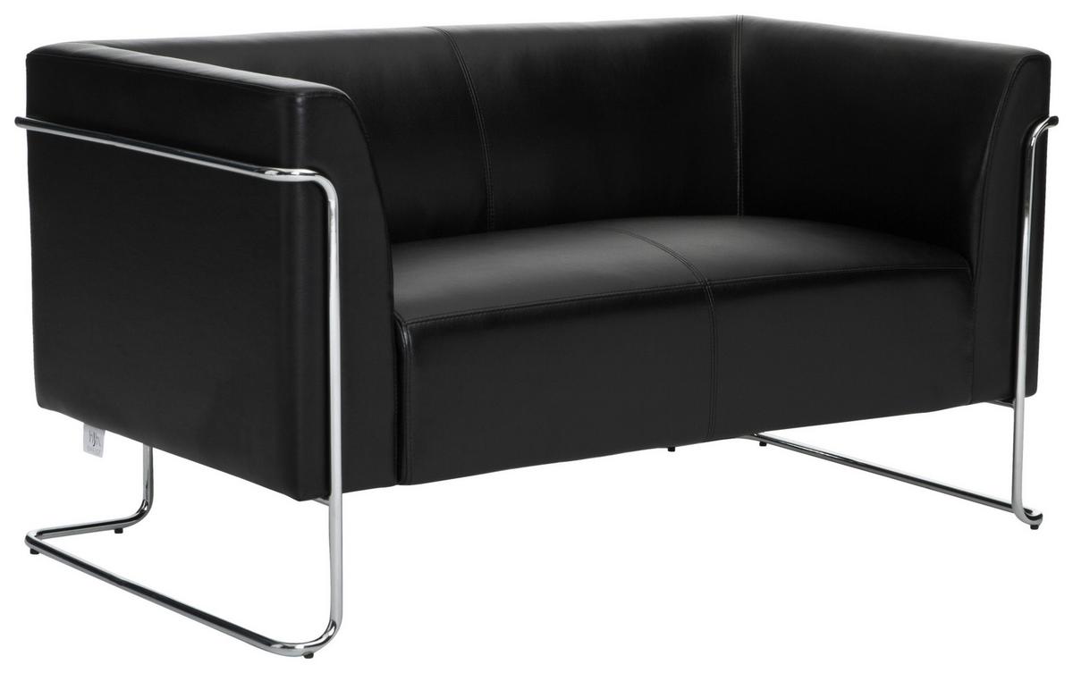 2-sitzer-sofa Curacao Mit Armlehnen, Schwarz Lederlook - Silberfarben/Schwarz, MODERN, Textil (130/71/74cm) - MID.YOU