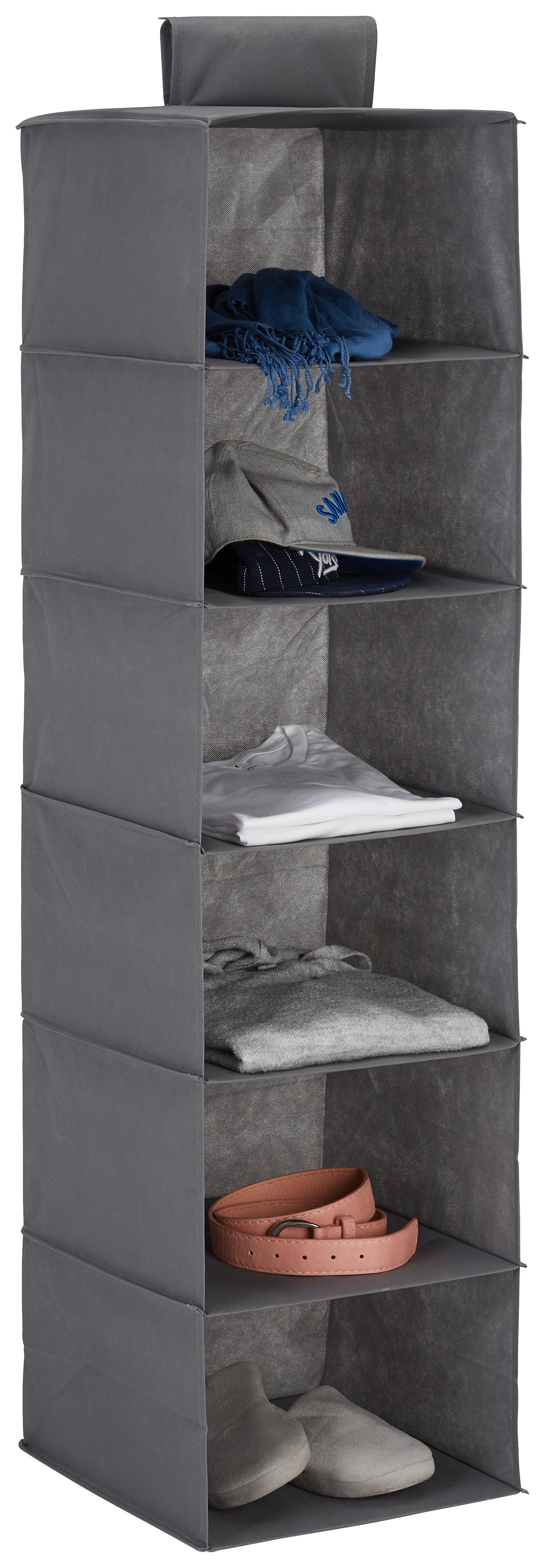 Závěsný organizér TANYA - šedá, Konvenční, karton/textil (33/125/35cm) - Mömax