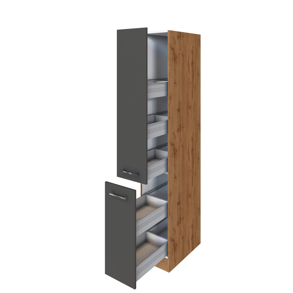 Apothekerschrank B: 30 Cm Anthrazit 2 Auszüge - Anthrazit, MODERN, Holzwerkstoff (30/200/60cm) - Held