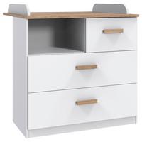 Wickelkommode Alex B: 90,5 Cm Weiß Dekor 2 Türen - Eichefarben/Weiß, MODERN, Holzwerkstoff (90,5/93/75cm) - MID.YOU