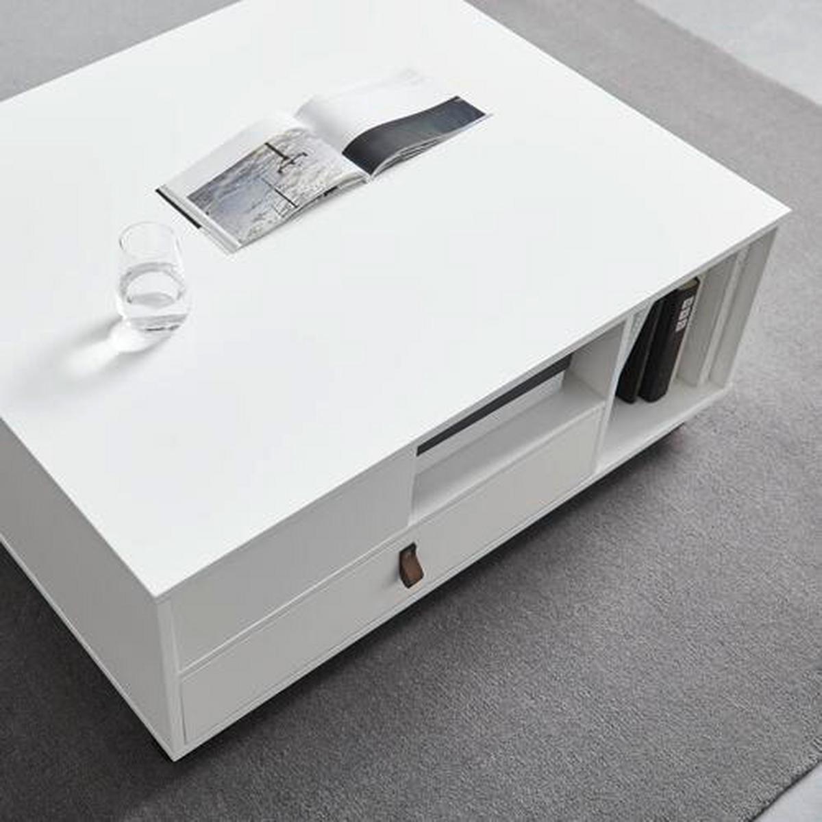 Konferenční stolek MICK - bílá/hnědá, Moderní, kompozitní dřevo/plast (74/88/35cm) - Modern Living