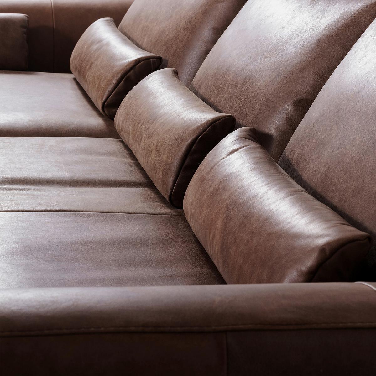 Ecksofa Berlin Braun S: 172 cm - Schwarz/Braun, Design, Leder (172/313cm) - Livetastic