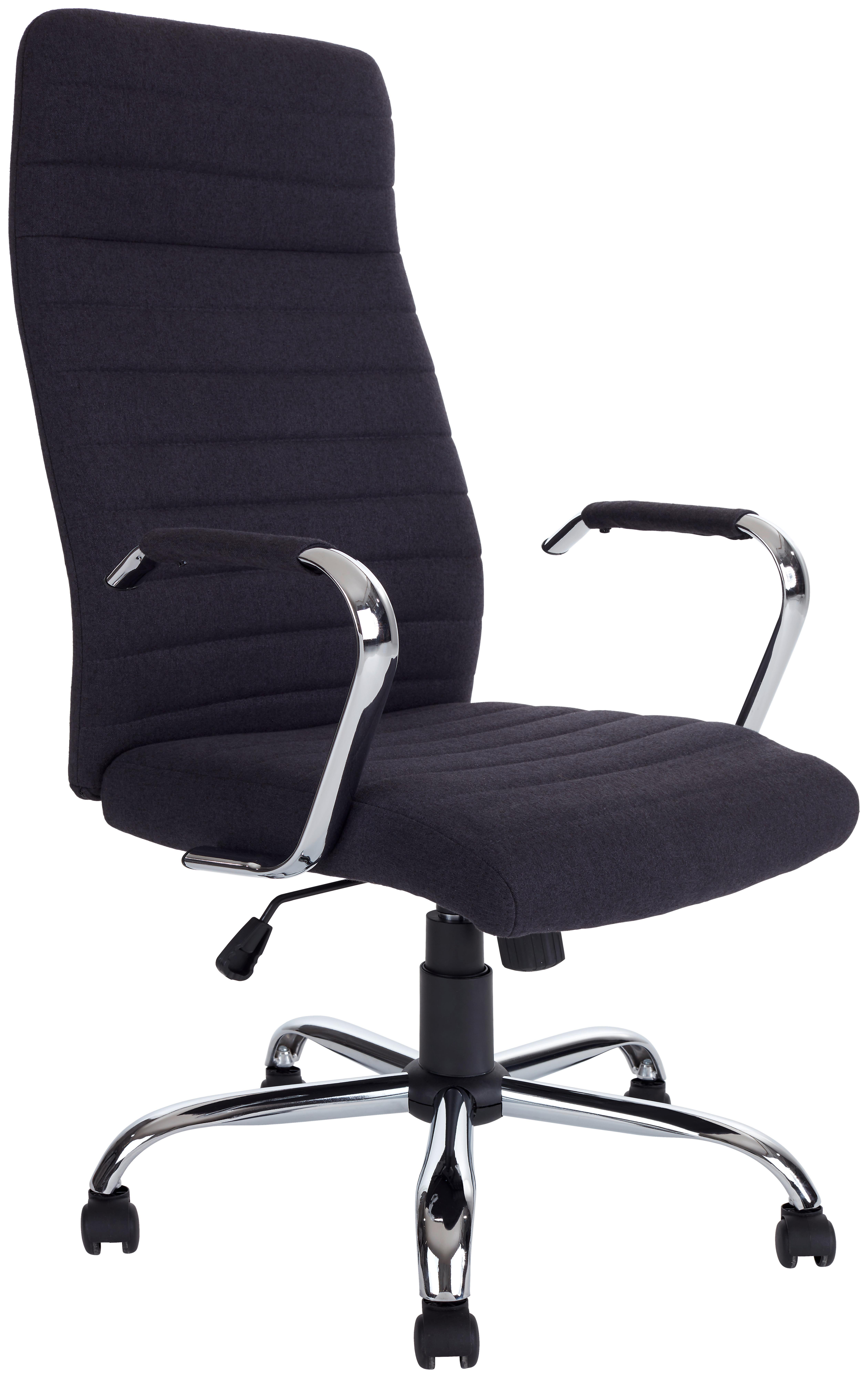 Bürostuhl Claus Mit Armstützen Anthrazit Bis 140 Kg - Chromfarben/Anthrazit, MODERN, Holz/Kunststoff (58,5/111-121/62cm) - Luca Bessoni