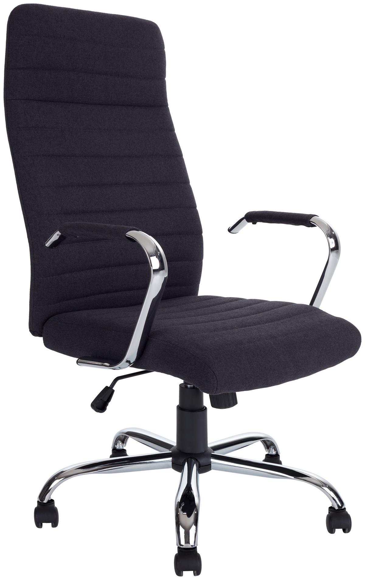 Bürostuhl Claus Mit Armstützen Anthrazit Bis 140 Kg - Chromfarben/Anthrazit, MODERN, Holz/Kunststoff (58,5/111-121/62cm) - Luca Bessoni