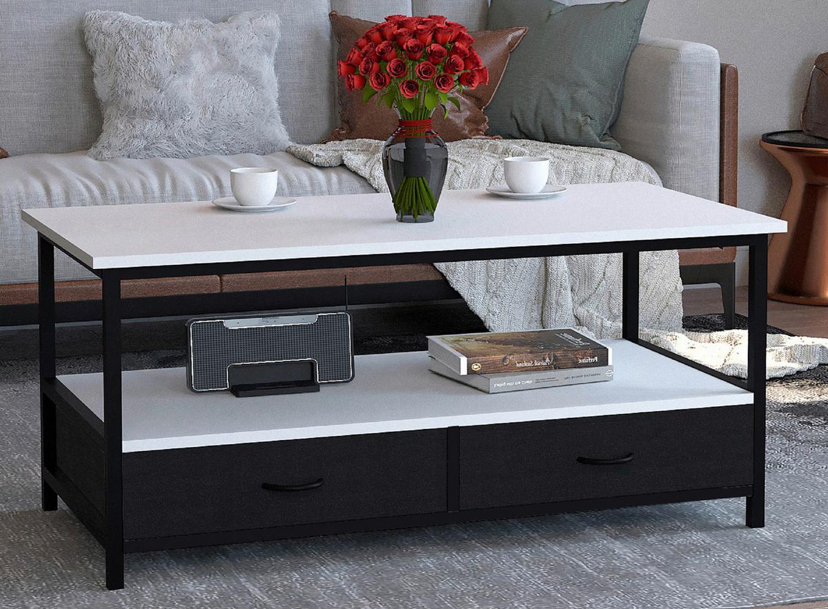 Couchtisch Flonila Schwarz, Weiß L: 100cm - Schwarz/Weiß, Design, Holzwerkstoff/Kunststoff (100/50/45cm) - MID.YOU