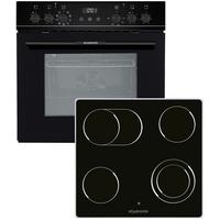 Herdset Wmoc 90 Schwarz B: 59,5 Cm - Schwarz, KONVENTIONELL, Glas/Metall (59,5/59,5/55cm) - Wolkenstein