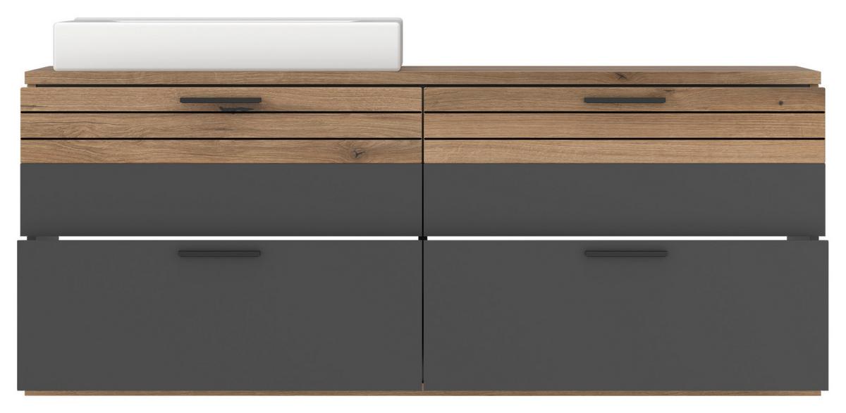 Waschtischunterschrank Cotia Cotlu 2 - Eichefarben/Anthrazit, MODERN, Keramik/Holzwerkstoff (140/57/48cm) - James Wood