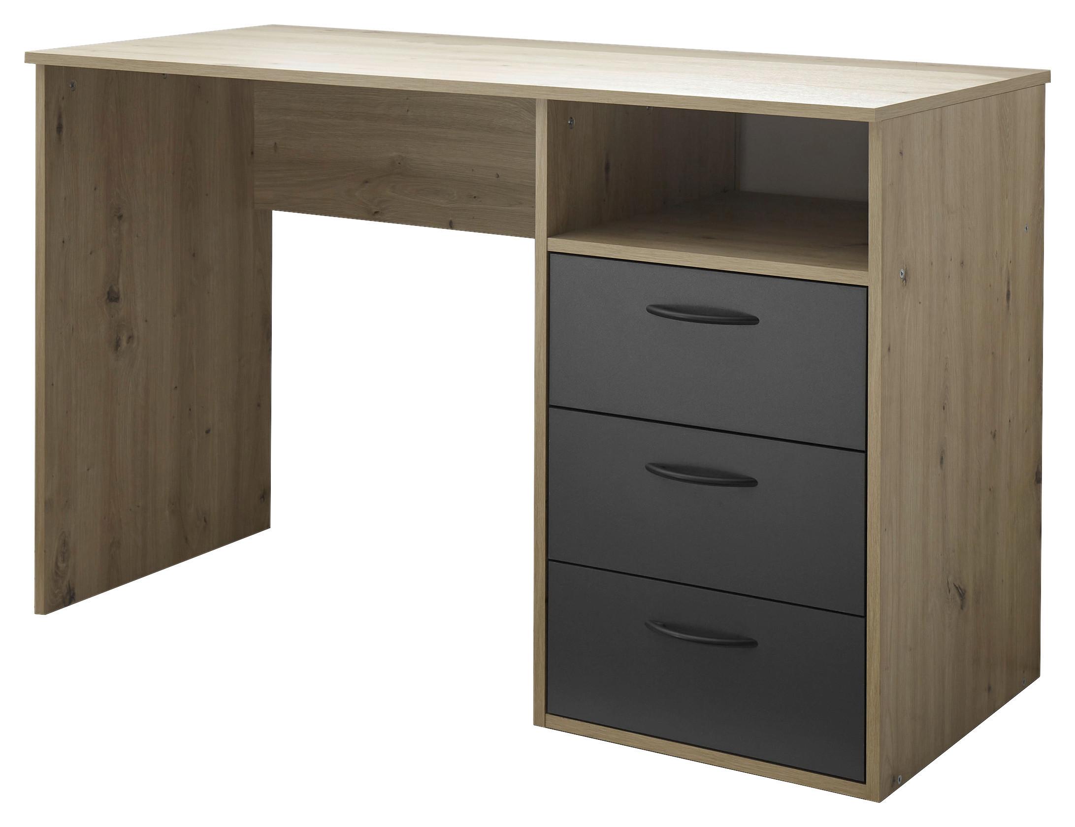 PÍSACÍ STÔL LIAM - čierna/grafitová, Konventionell, kompozitné drevo/plast (120/54/75cm)