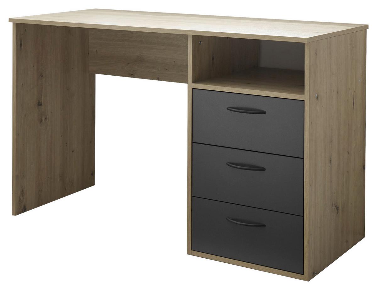 Schreibtisch Liam - Graphitfarben/Eiche Artisan, KONVENTIONELL, Holzwerkstoff (120/54/75cm)