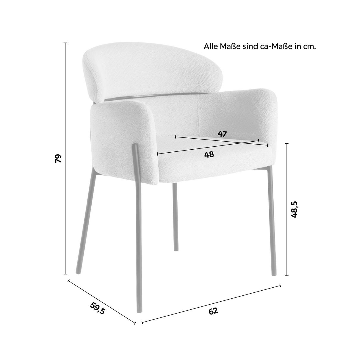 Stolička s podrúčkami Chloe, sivobéžová - čierna/sivobéžová, Modern, kov/textil (62/79/59,5cm) - Bessagi Home