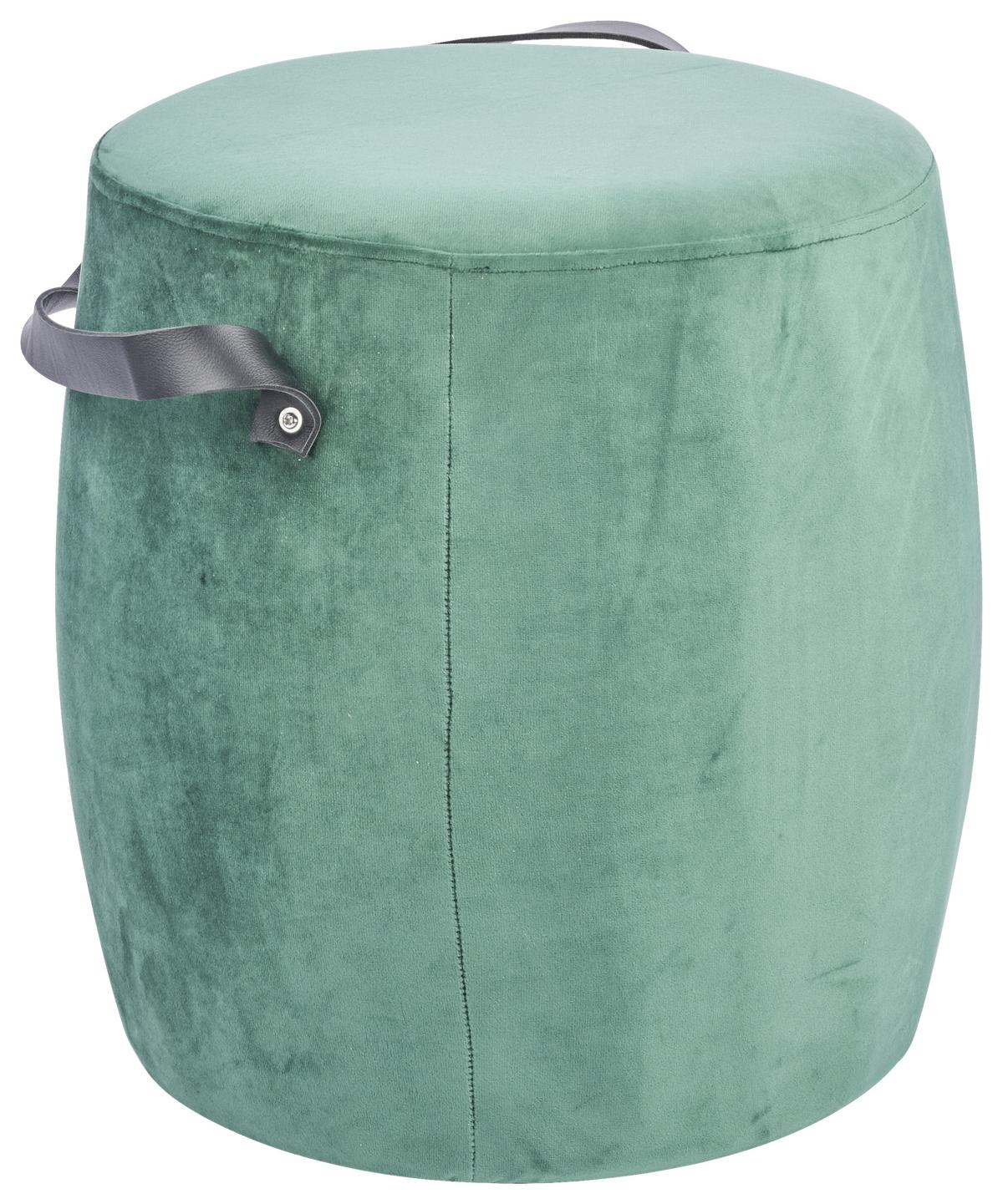 Hocker Textil Dunkelgrün Sitz Gepolstert H: 40 cm Rund - Dunkelgrün, Basics, Textil (38/40cm)