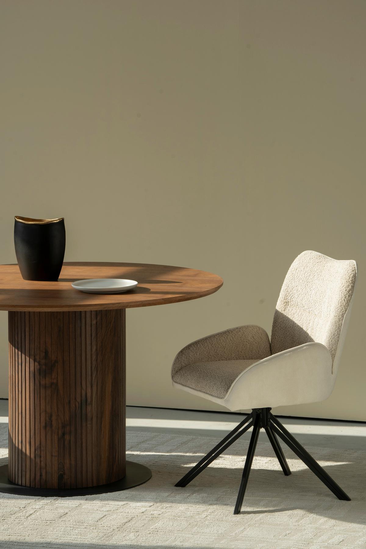 Armlehnstuhl Alessio - Beige/Schwarz, LIFESTYLE, Holz/Textil (54/87/62cm) - MID.YOU
