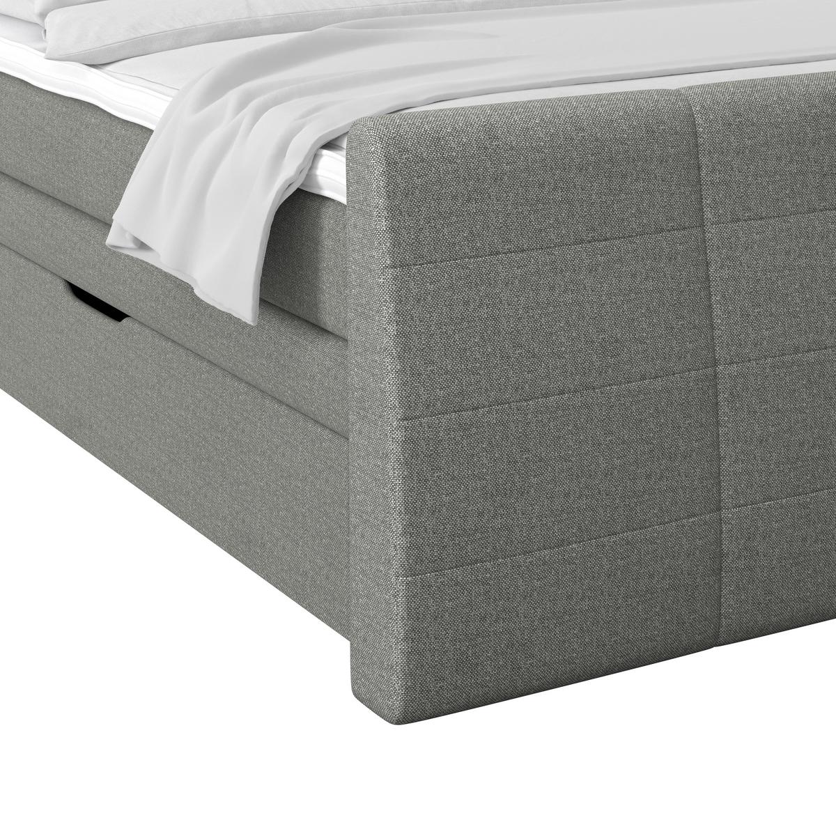 Boxspringbett mit Topper & Bettkasten 160x200 Libra - Hellgrau/Schwarz, KONVENTIONELL, Textil (160/200cm)