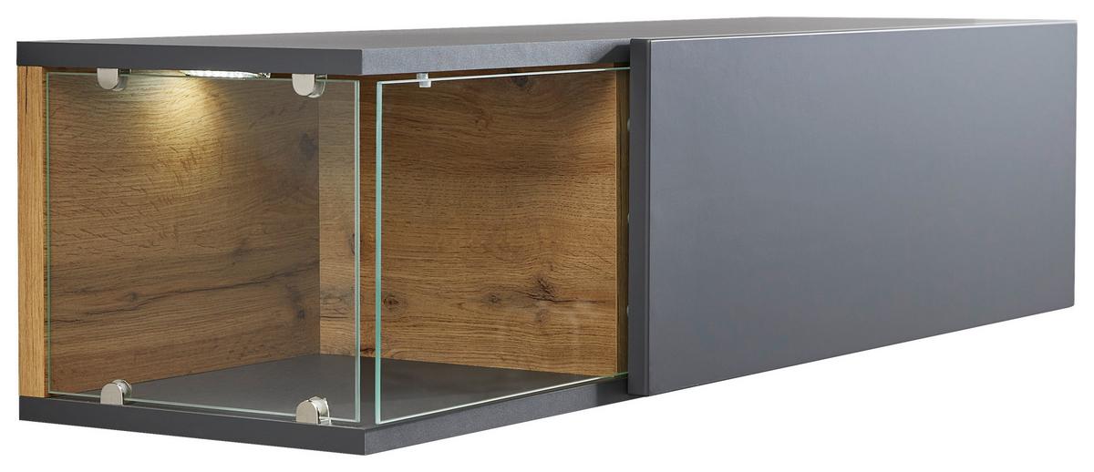 Wohnwand Modern 3 Tlg. Silk Wotaneiche Dekor/anthrazit - Eichefarben/Anthrazit, MODERN, Glas/Holzwerkstoff (240/150/40cm) - Livetastic