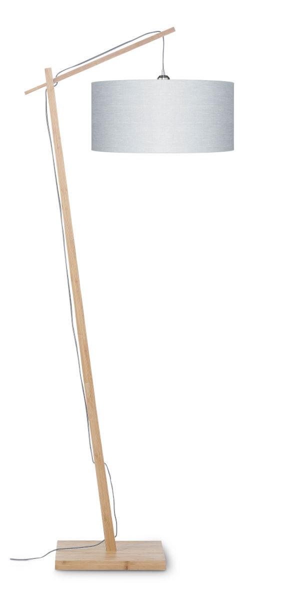 Stehlampe Andes Hellgrau/ Naturfarben mit Fußschalter - Hellgrau/Naturfarben, Design, Holz/Textil (70/176cm) - Good & Mojo