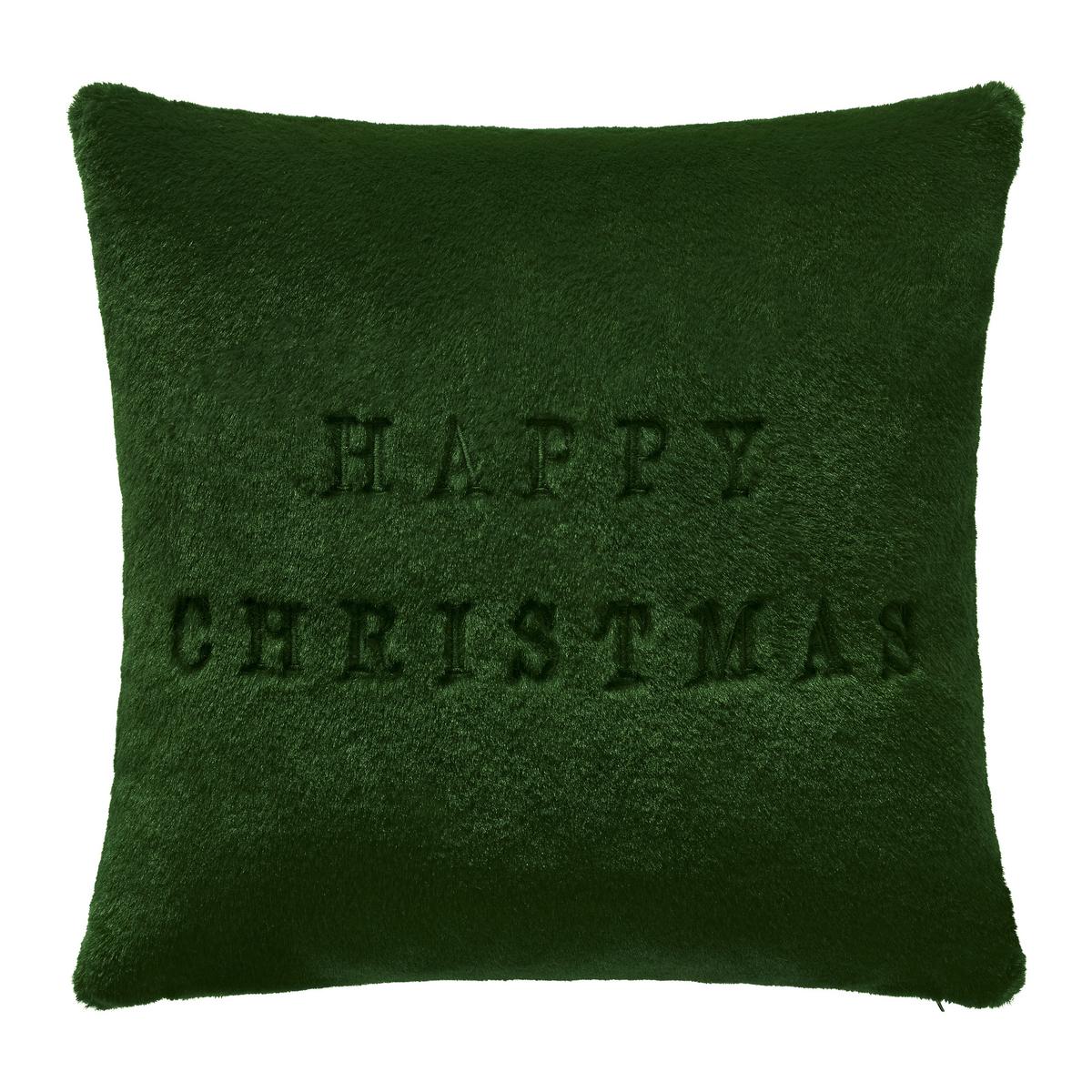 Kožešinový polštář Happy Christmas, 45/45cm - zelená, Konvenční, textil (45/45cm) - Modern Living