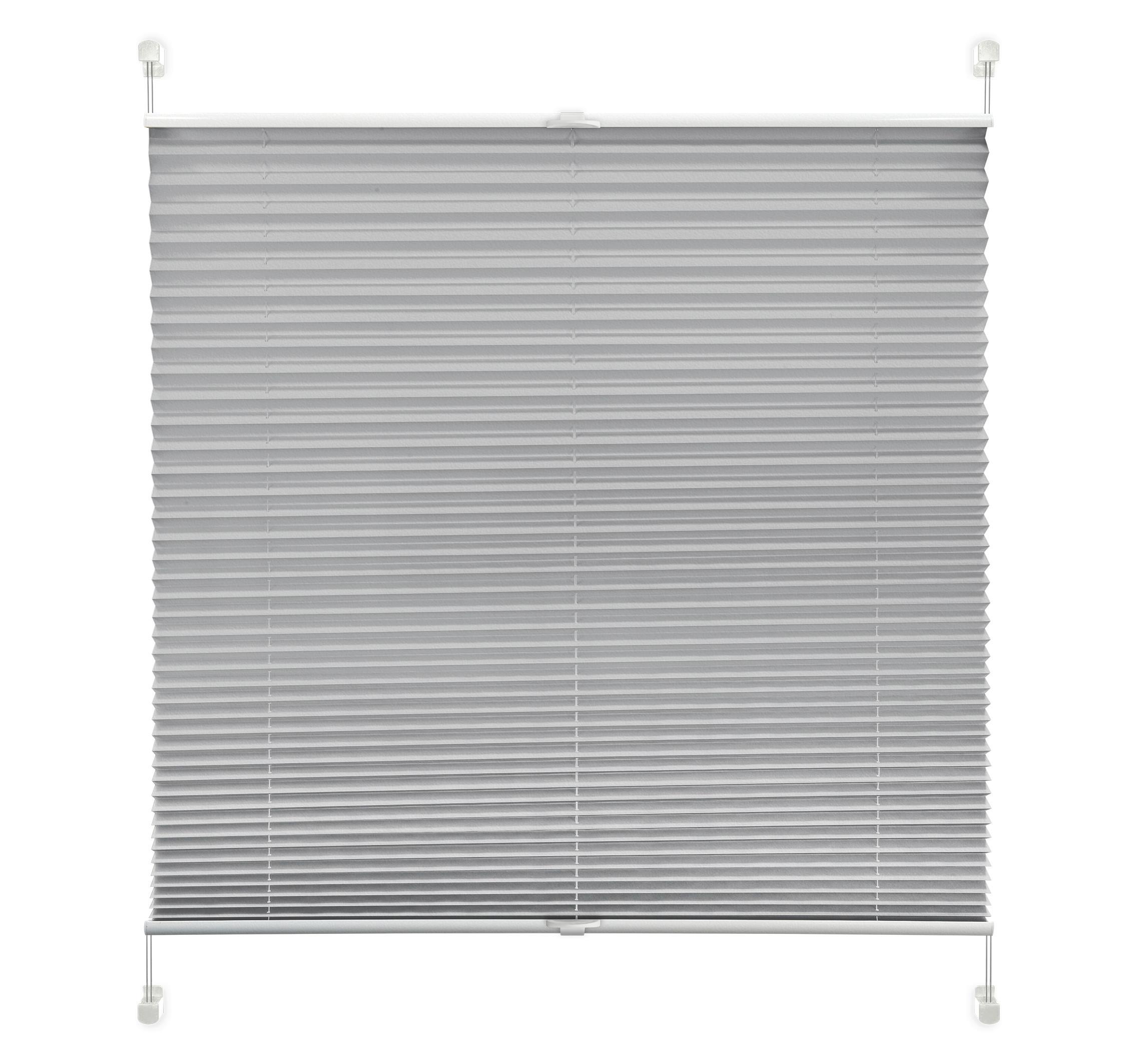 Plissee Solid Crash Silber B: 75 cm, ohne Bohren/Verspannt - Silberfarben, Basics, Kunststoff/Textil (75/130cm)