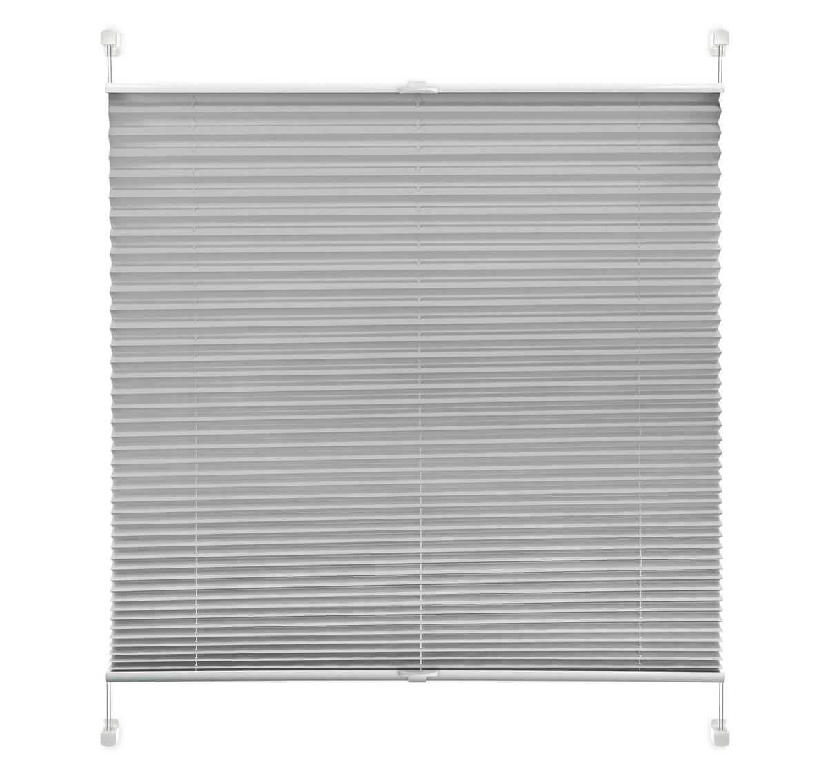 Plissee Solid Crash Silber B: 75 cm, ohne Bohren/Verspannt - Silberfarben, Basics, Kunststoff/Textil (75/130cm)