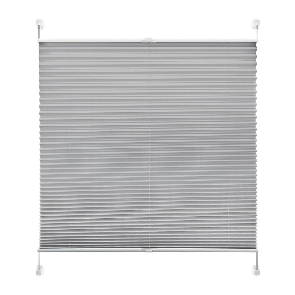 Plissee Solid Crash Silber B: 75 cm, ohne Bohren/Verspannt