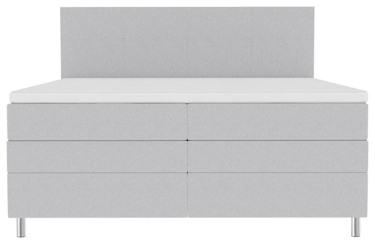 Boxspringbett mit Topper und Bettkasten 180x200 cm Messina - Chromfarben/Hellgrau, KONVENTIONELL, Textil (180/200cm)