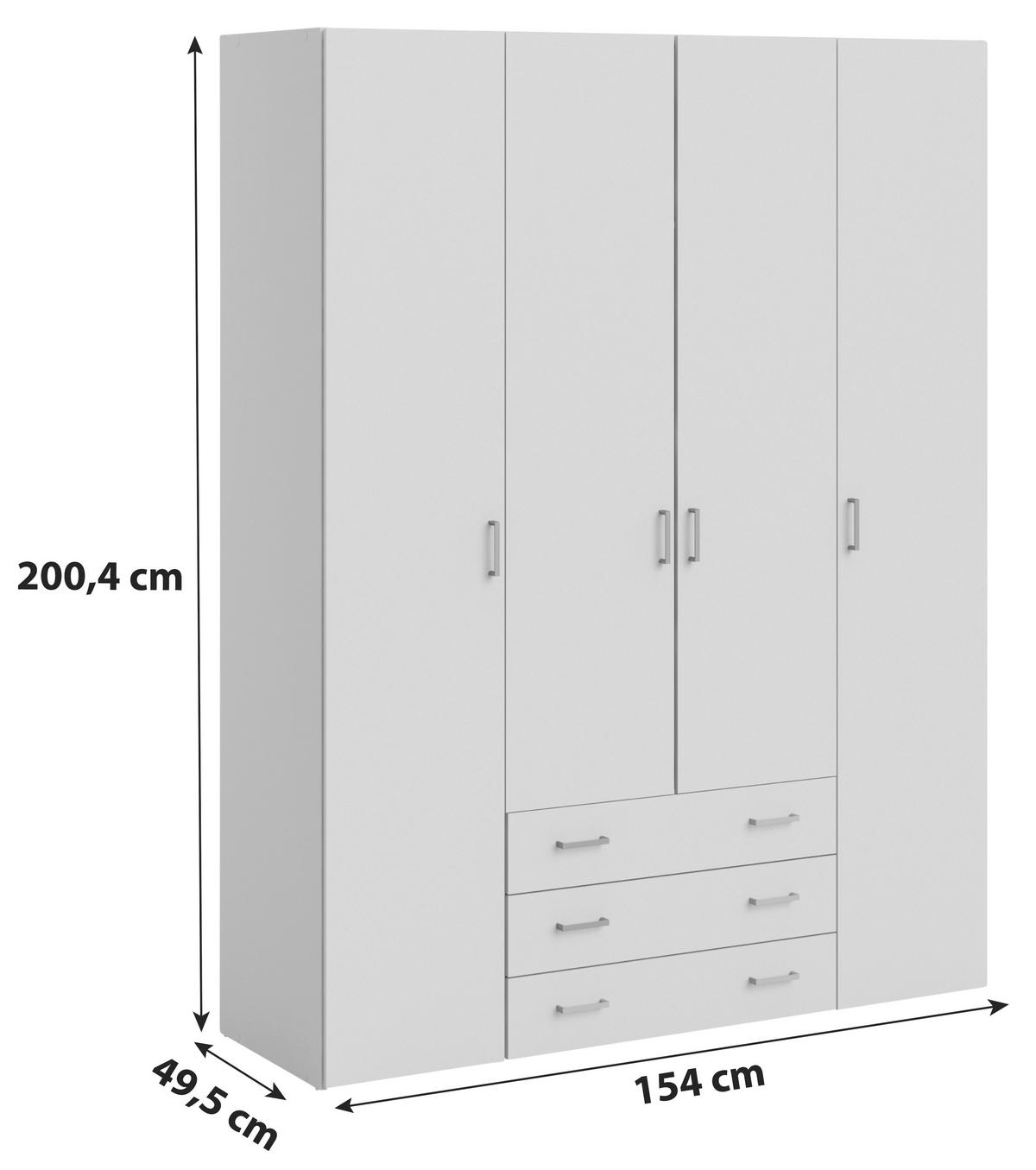 Kleiderschrank Space, Weiß, B: 154 Cm - Weiß, Basics, Holzwerkstoff (154/200,4/49,5cm) - MID.YOU