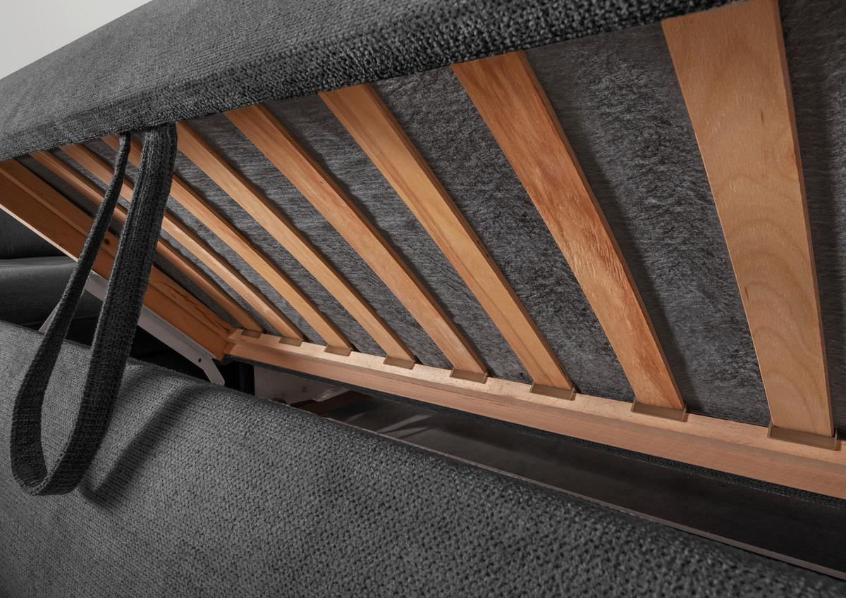 Wohnlandschaft Mit Bettkasten Rigatti Anthrazit B: 387 Cm - Anthrazit/Schwarz, MODERN, Textil (252/387/184cm) - Livetastic