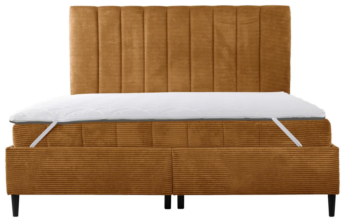 Polsterbett mit Lattenrost Mia Kupferfarben 180x200 cm - Creme/Schwarz, LIFESTYLE, Holz/Holzwerkstoff (180/200cm) - Livetastic